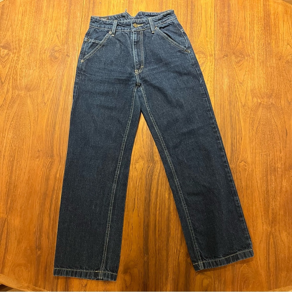 BDG Blue Straight Leg Jeans With Built-In Adjustable Belt